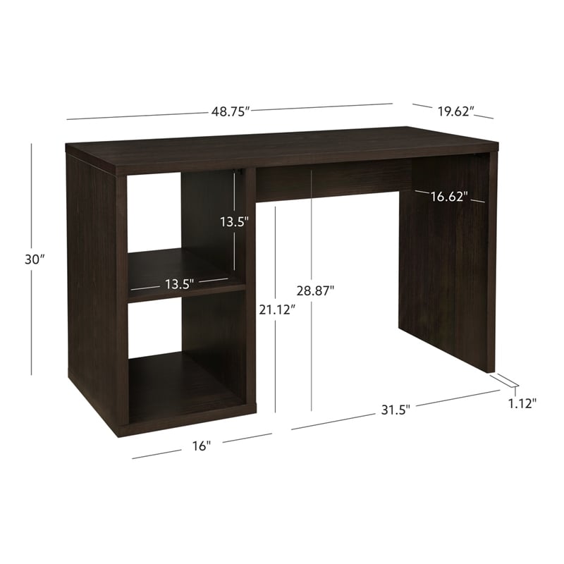Linon Lane Wood Two Cube Desk in Espresso