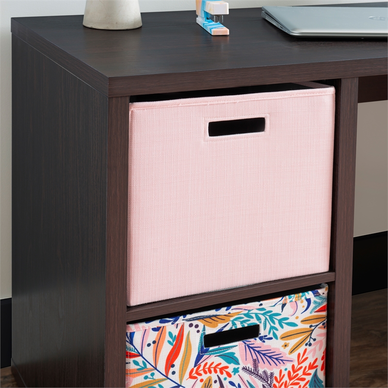 Linon Lane Wood Two Cube Desk in Espresso