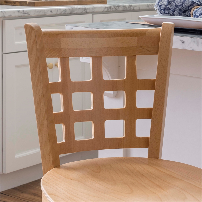 Linon Flint Commercial Grade Set of Two Counter Stools in Natural Beechwood
