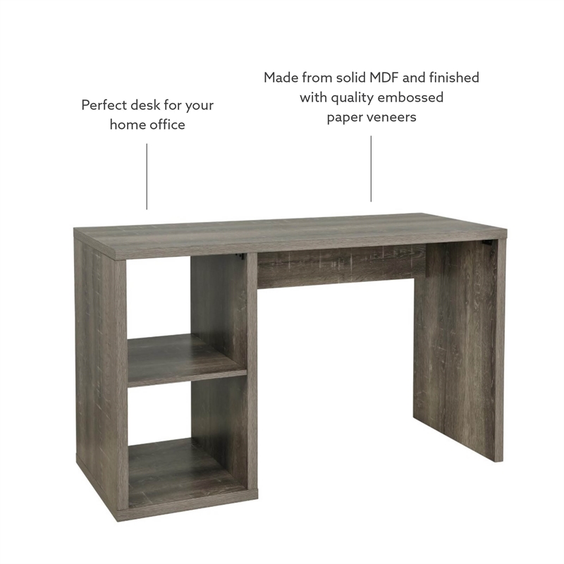 Linon Lane Wood Two Cube Home Office Desk in Gray
