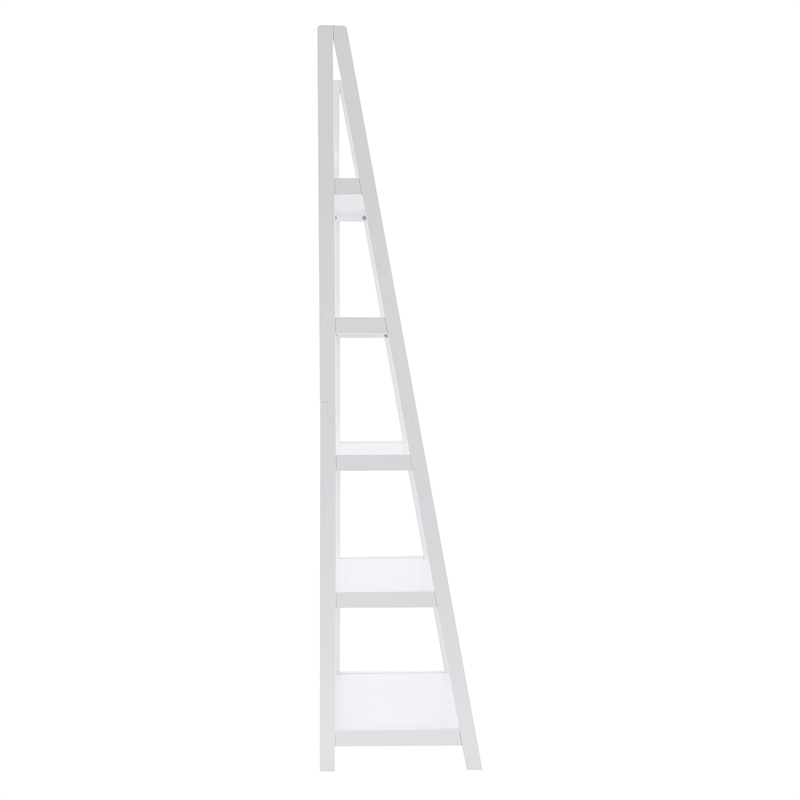Linon Samantha Wood Five Shelf Bookcase in White