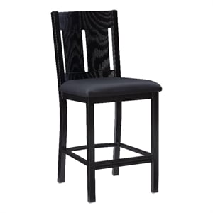 Linon Cady Upholstered Faux Leather Seat 24&quot Counter Stool in Black Metal