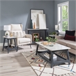 Linon Pace Coffee Table White Marble Top Wood Base/Shelf in Rustic Gray Finish