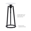 Linon Farren Adjustable Metal and Marble Drink Table in Black and White