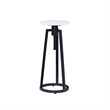 Linon Farren Adjustable Metal and Marble Drink Table in Black and White
