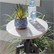 Linon Farren Adjustable Metal and Marble Drink Table in Black and White