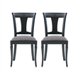 Linon Jared Set of 2 Side Chairs Grey Padded Seats Frame in Black Beechwood