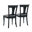 Linon Jared Set of 2 Side Chairs Grey Padded Seats Frame in Black Beechwood