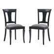 Linon Jared Set of 2 Side Chairs Grey Padded Seats Frame in Black Beechwood