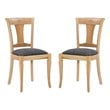 Linon Jared Set of Two Side Chairs Grey Padded Seats Frame in Natural Beechwood