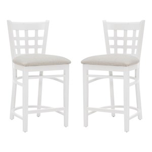 Linon Flint Commercial Grade Upholstered Seat Counter Stool in White Beechwood