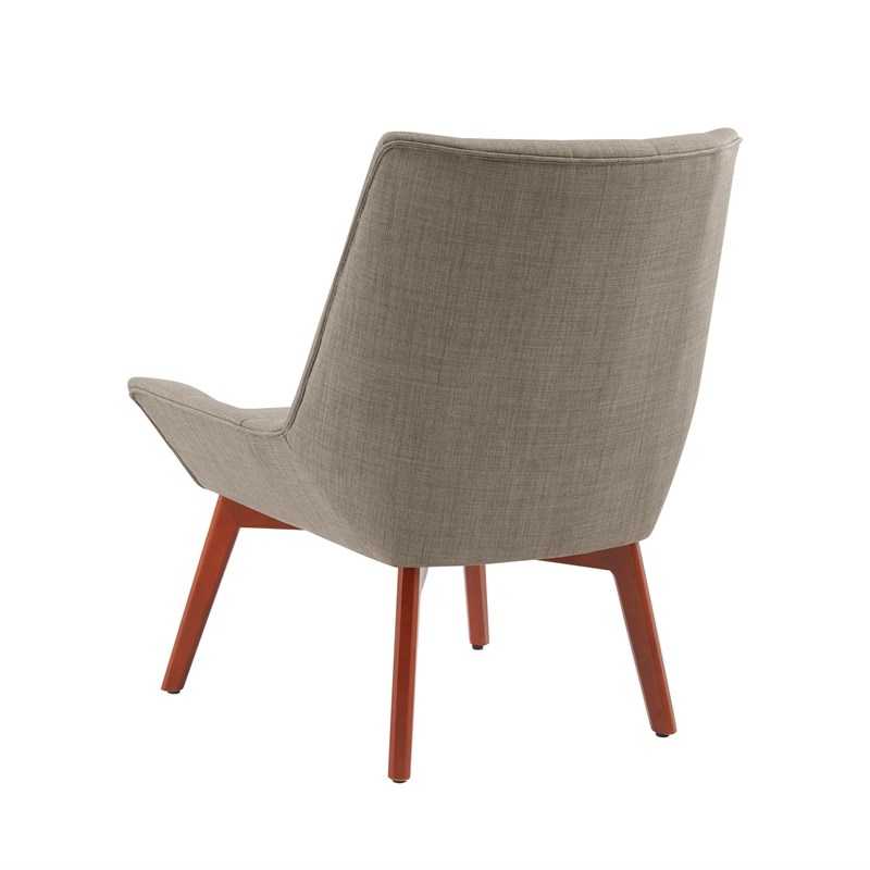 Linon Cruz Upholstered Tufted Accent Chair Wood Legs in Gray Fabric