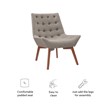 Linon Cruz Upholstered Tufted Accent Chair Wood Legs in Gray Fabric