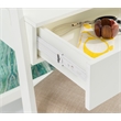 Linon Mandy Leaning Vanity Padded Stool Round Mirror & Drawer in White Wood