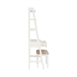 Linon Mandy Leaning Vanity Padded Stool Round Mirror & Drawer in White Wood