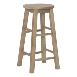 Linon Sims Classic 24&quot Round Counter Stool in Rustic Washed Gray Rubberwood