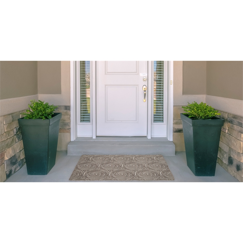 Linon Indoor Outdoor Machine Washable Dana Accent 2'x3' Rug in Ivory and Brown