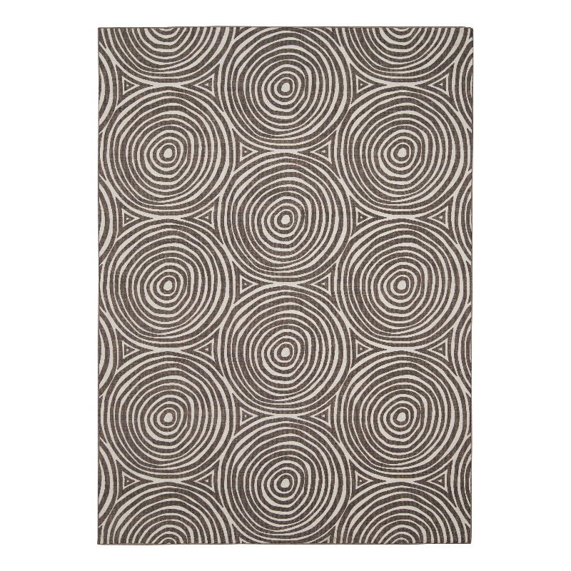 Linon Indoor Outdoor Machine Washable Dana Accent 3'x5' Rug in Ivory and Brown