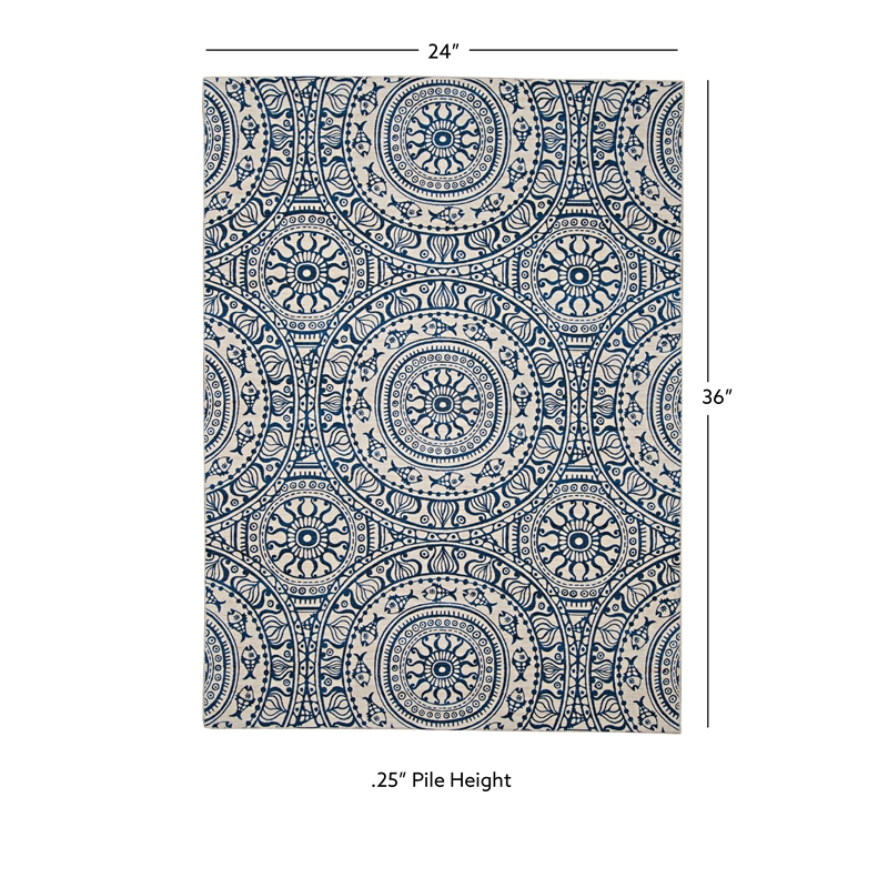 Linon Indoor Outdoor Machine Washable Doria Accent 2'x3' Rug in Smoke Gray