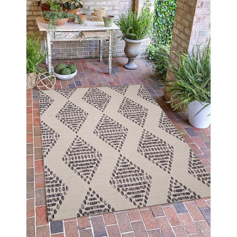 Linon Indoor Outdoor Machine Washable Ezili Accent 3'x5' Rug in Ivory