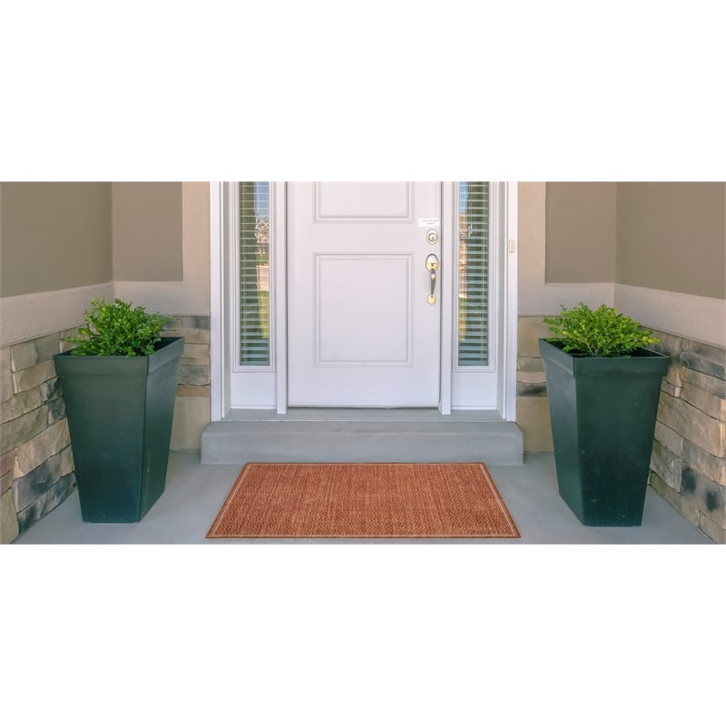 Linon Indoor Outdoor Machine Washable Hama Accent 2'x3' Rug in Orange