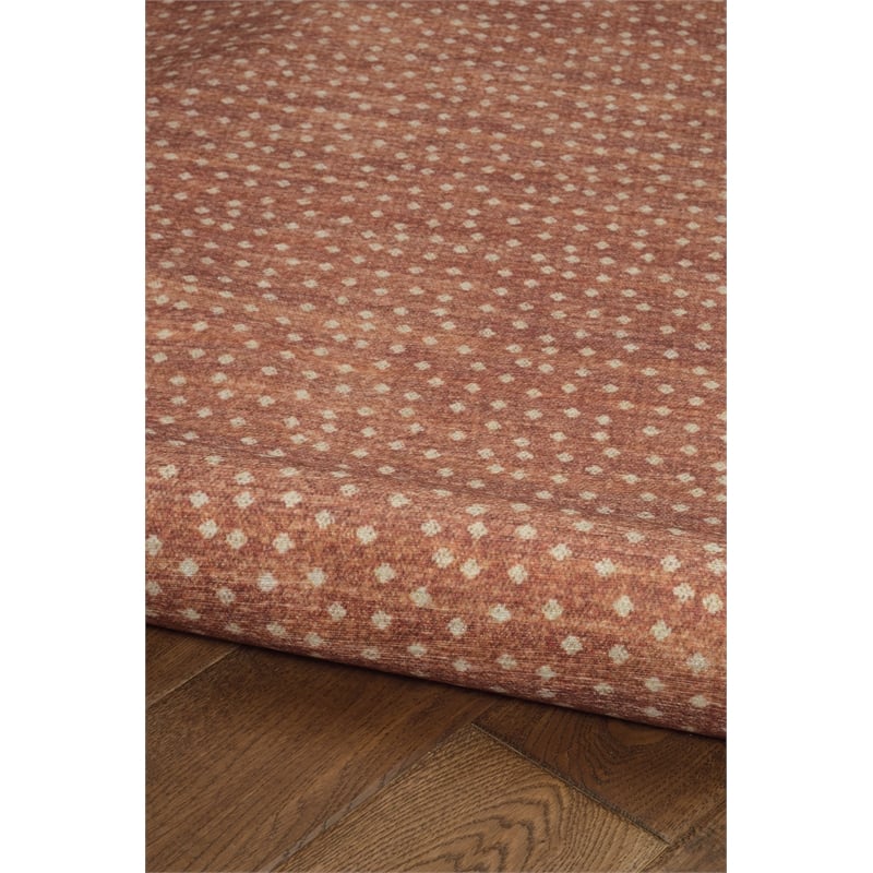 Linon Indoor Outdoor Machine Washable Hama Accent 2'x3' Rug in Orange