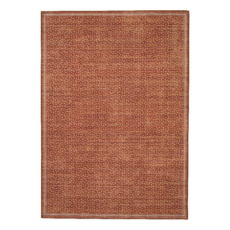 Linon Indoor Outdoor Machine Washable Hama Area 5'x7' Rug in Orange and Ivory