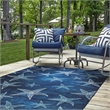 Linon Indoor Outdoor Machine Washable Bondi Polyester Area 5'x7' Rug in Blue