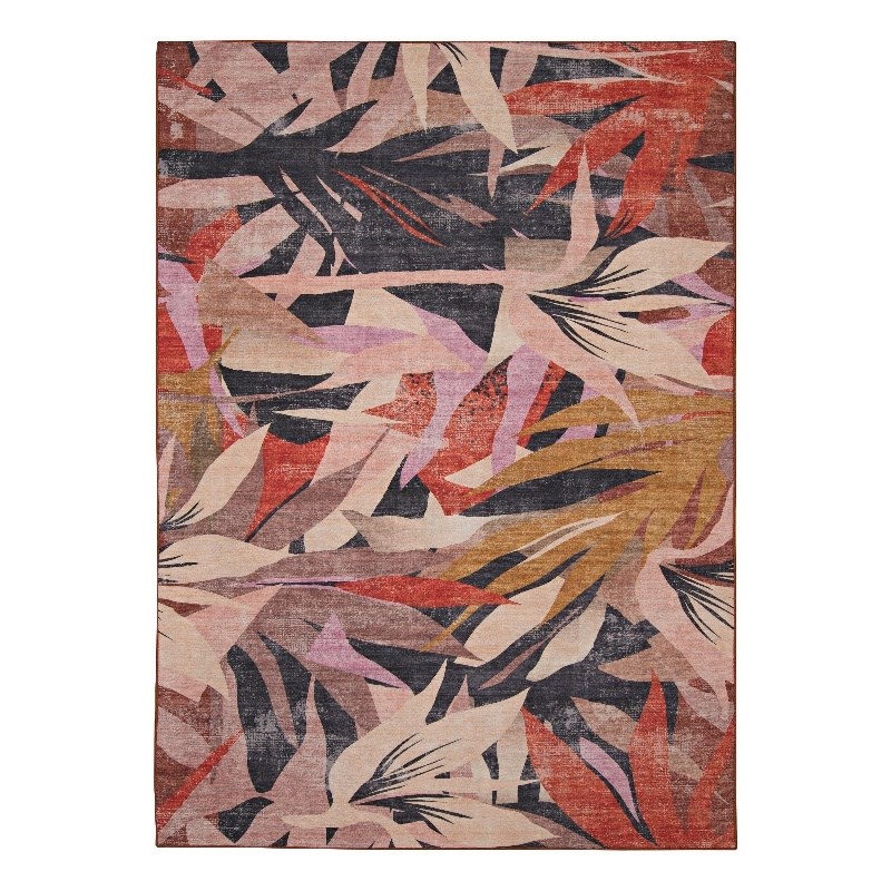 Linon Indoor Outdoor Machine Washable Luna Polyester Accent 3'x5' Rug in Orange