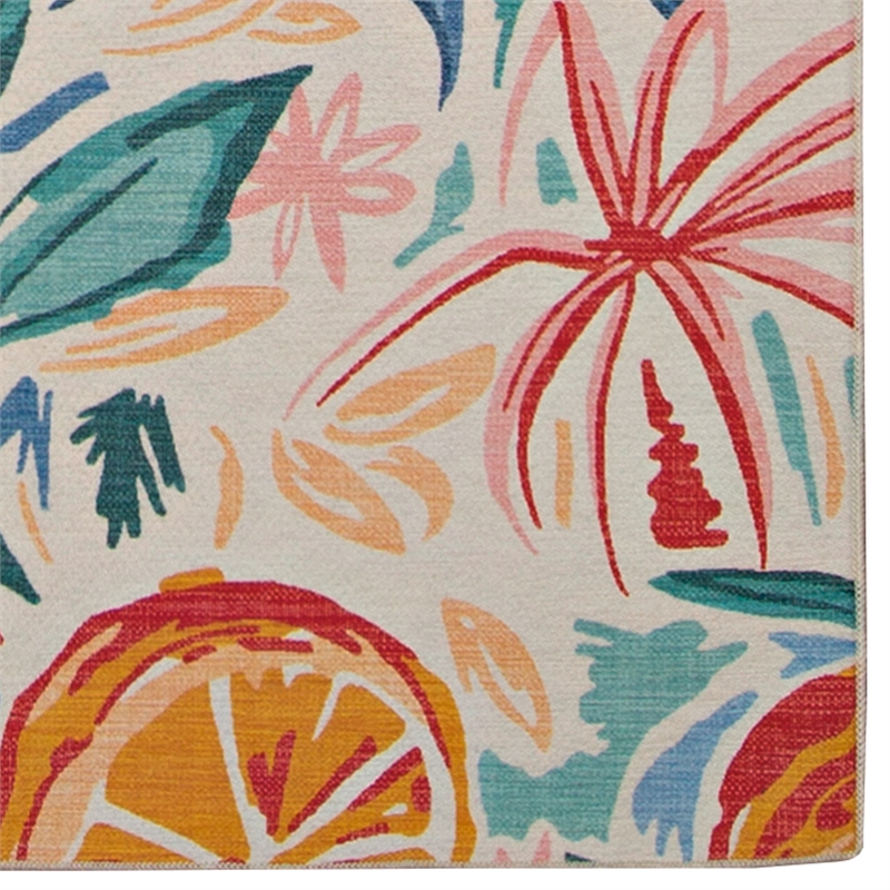 Linon Indoor Outdoor Machine Washable Marin Polyester Accent 2'x3' Rug in Ivory