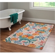 Linon Indoor Outdoor Machine Washable Marin Polyester Accent 3'x5' Rug in Ivory