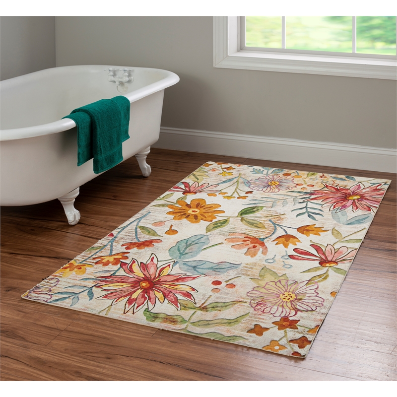 Linon Indoor Outdoor Machine Washable Ridley Polyester Accent 3'x5' Rug in Ivory