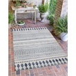 Linon Indoor Outdoor Machine Washable Skip Accent 3'x5' Rug in Ivory and Blue