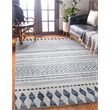 Linon Indoor Outdoor Machine Washable Skip Area 5'x7' Rug in Ivory and Blue
