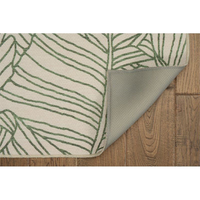 Linon Indoor Outdoor Machine Washable Apia Accent 3'x5' Rug in Ivory and Green