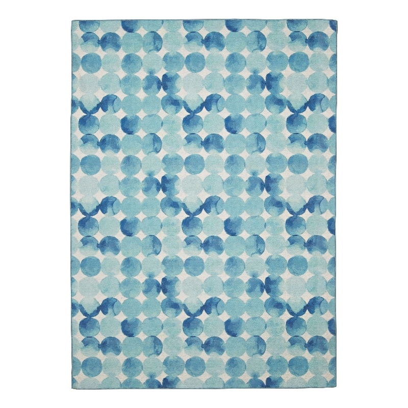 Linon Indoor Outdoor Machine Washable Cayman Polyester Accent 2'x3' Rug in Blue