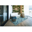 Linon Indoor Outdoor Machine Washable Cayman Polyester Accent 3'x5' Rug in Blue