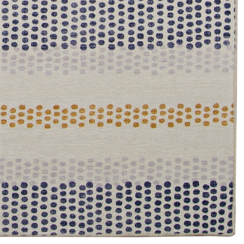Linon Indoor Outdoor Machine Washable Alfie Area 5'x7' Rug in Ivory and Blue
