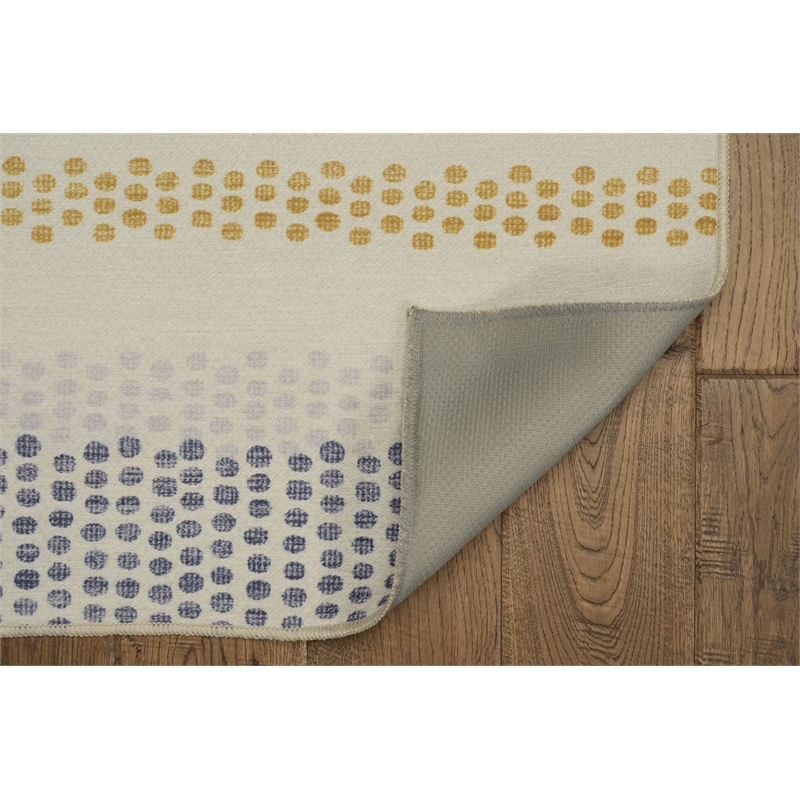 Linon Indoor Outdoor Machine Washable Alfie Area 5'x7' Rug in Ivory and Blue