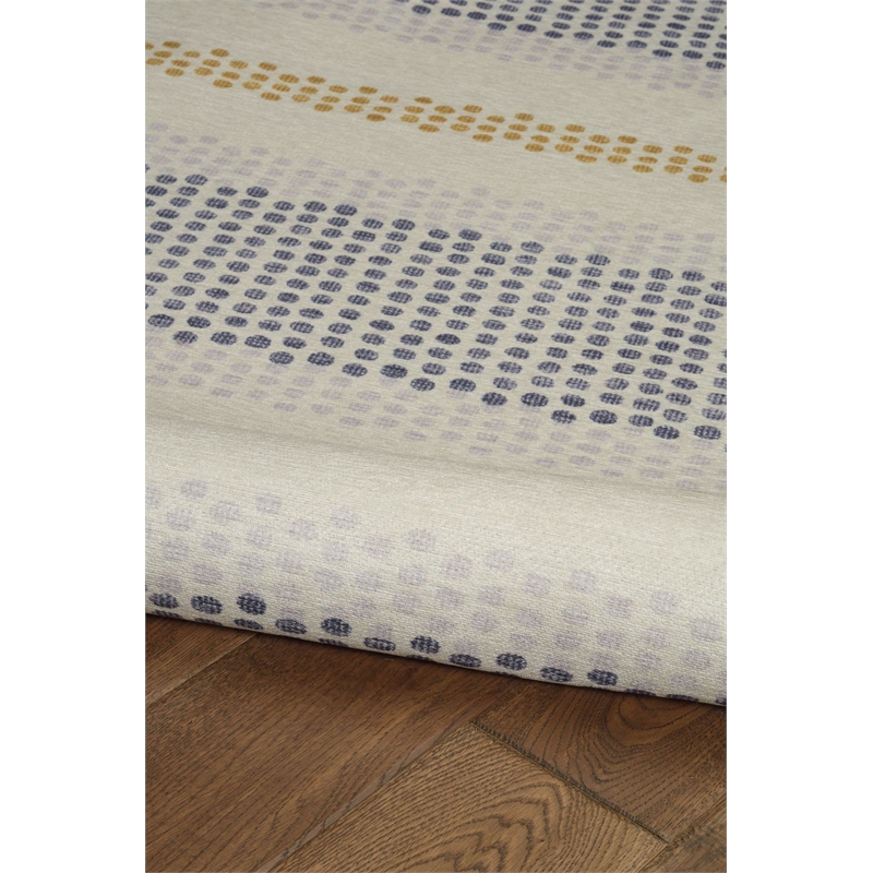 Linon Indoor Outdoor Machine Washable Alfie Area 5'x7' Rug in Ivory and Blue