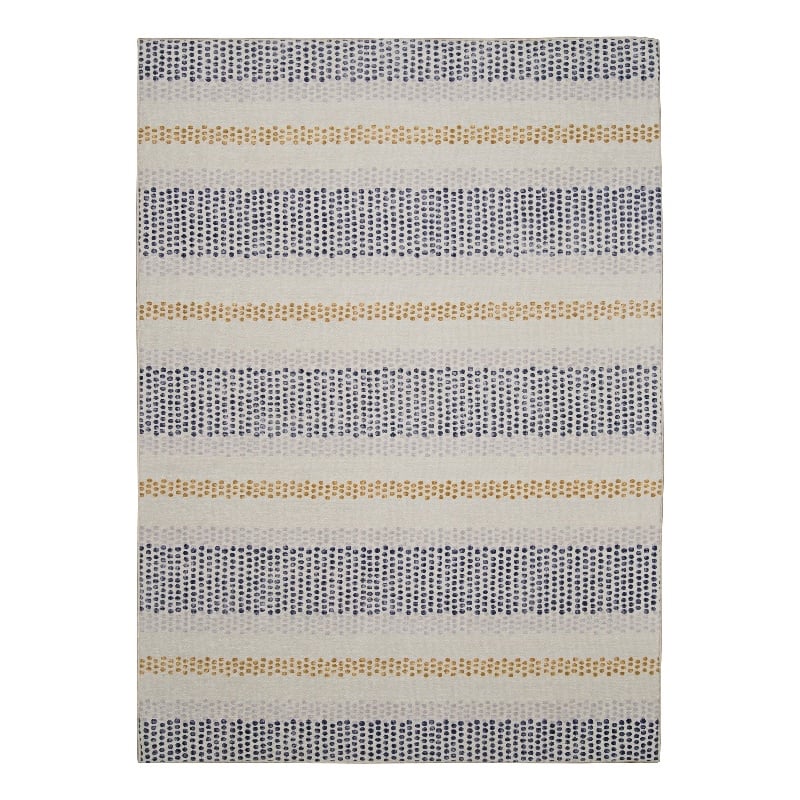 Linon Indoor Outdoor Machine Washable Alfie Area 5'x7' Rug in Ivory and Blue