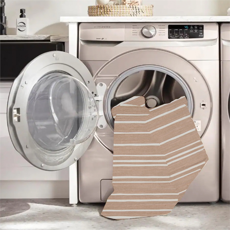 Linon Indoor Outdoor Machine Washable Sydney Accent 2'x3' Rug in Tan and Ivory