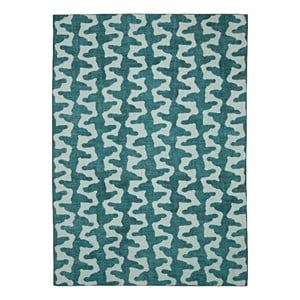 Linon Indoor Outdoor Machine Washable Montane Area 5'x7' Rug in Aqua Blue