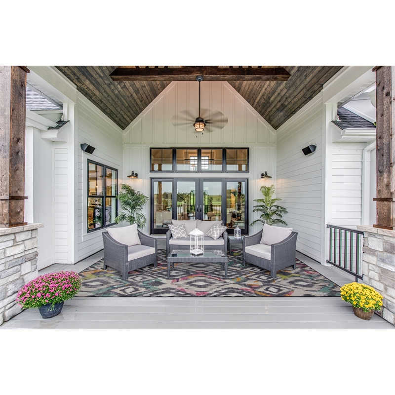 linon indoor outdoor machine washable conch area 7'x9' rug in ivory and gray