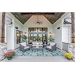 Linon Indoor Outdoor Machine Washable Cayman Area 7'x9' Rug in Blue and Ivory