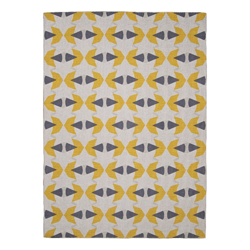 Linon Indoor Outdoor Machine Washable Lucia Area 7'x9' Rug in Ivory and Yellow