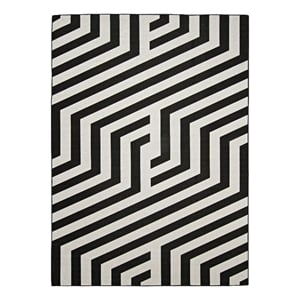Linon Indoor Outdoor Machine Washable Kona Area 7'x9' Rug in Ivory and Black
