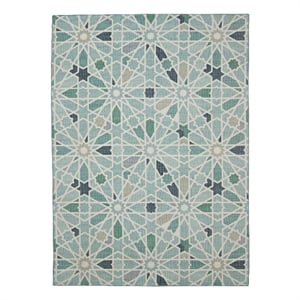 Linon Indoor Outdoor Machine Washable Baffin Polyester Accent 3'x5' Rug in Green