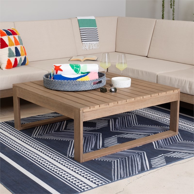 Linon Indoor Outdoor Machine Washable Danton Area 5'x7' Rug in Navy and Ivory