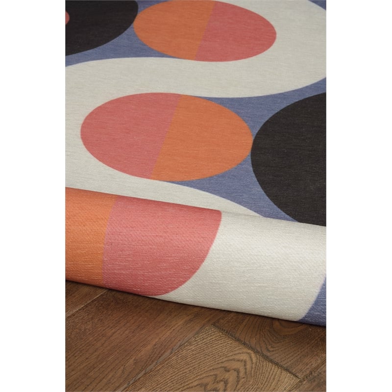 Linon Indoor Outdoor Machine Washable Adira Area 7'x9' Rug in Orange and Pink